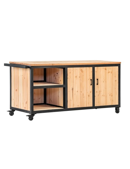 Buitenkeukenmeubel van staal en douglas