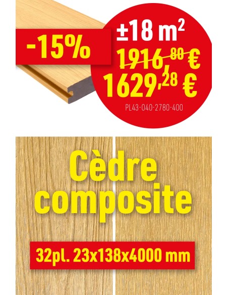 Promo Terrasse en cèdre composite ±18m2