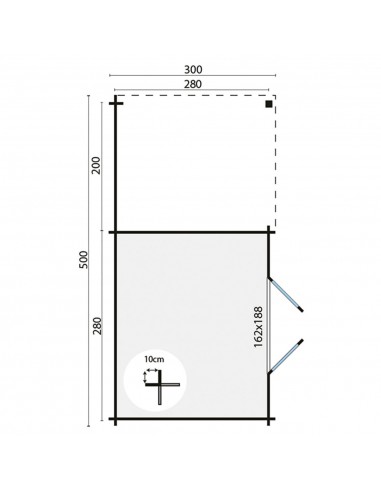 Houten tuinhuisje met plat dak