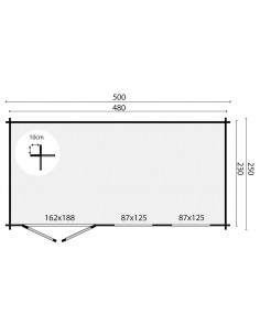 Abri de jardin avec double porte et double fenêtre vitrée 2