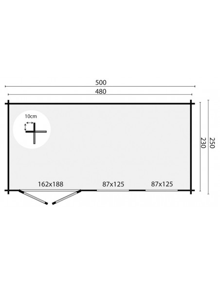 Tuinhuisje met dubbele deur en dubbel glas