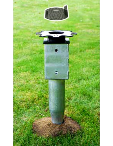 Pilotis de terrasse sur pelouse