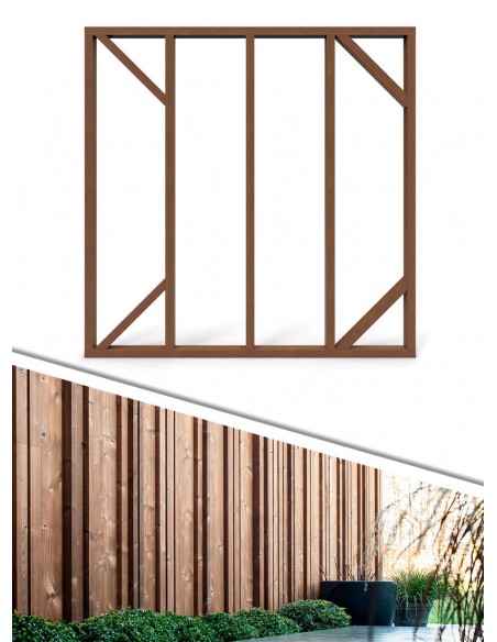 Houten kader voor tuinmuur