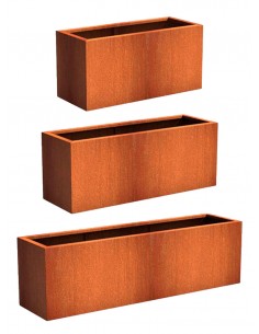 Bac à fleurs en acier Corten rectangulaire