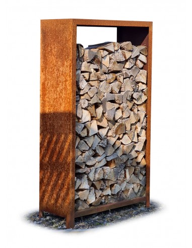 Abri bûches en acier Corten