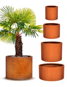 Bac à fleurs en acier Corten cylindrique