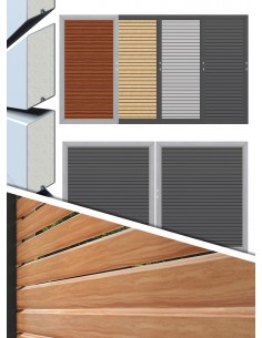 Deur en poort en aluminium met schuine lamellen