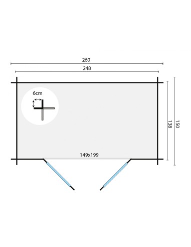Klein tuinhuisje met dubbele deur