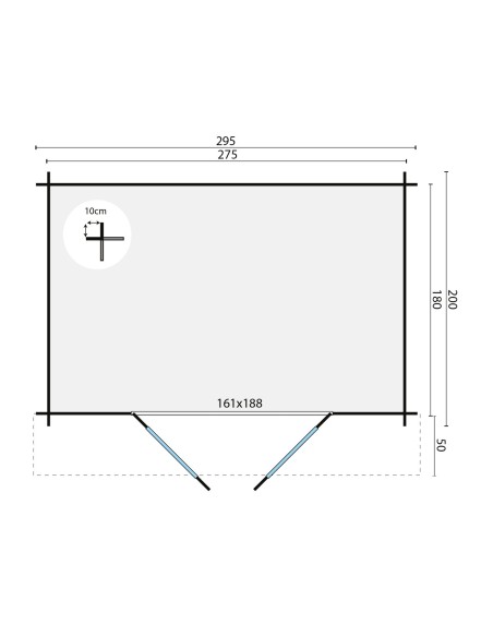 Tuinhuisje met dubbele glazen deur