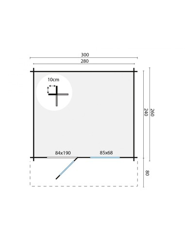Cabane de jardin avec une porte et une fenêtre