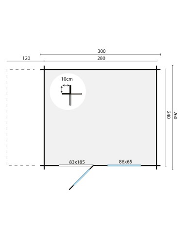 Tuinhuisje met kleine luifel aan de zijkant
