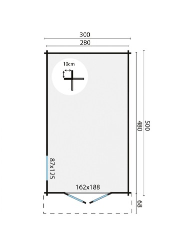 Abri de jardin avec fenêtre de côté