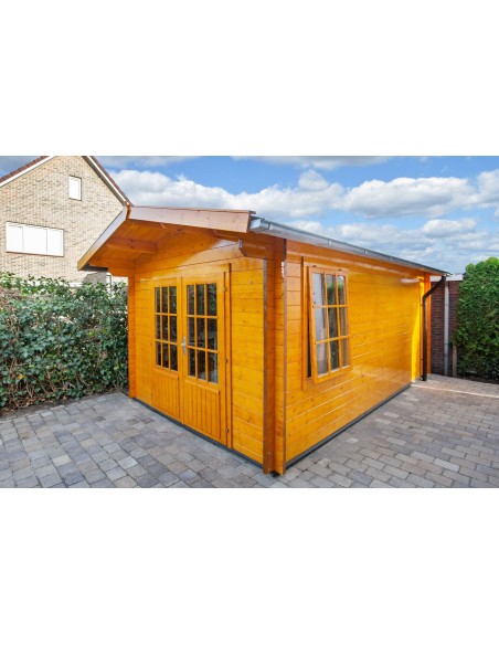 Tuinhuisje met dubbele glazen deur en zijraam