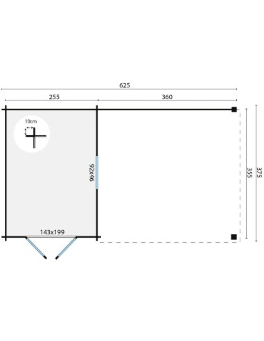 Abri de jardin toit plat avec espace terrasse