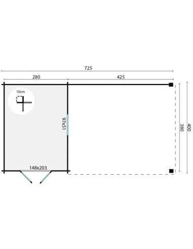 Tuinhuisje met grote overkapping