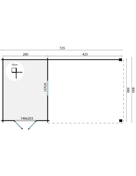 Tuinhuisje met grote overkapping