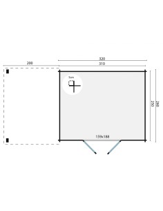 Abri de jardin toit plat avec auvent de côté gauche 2