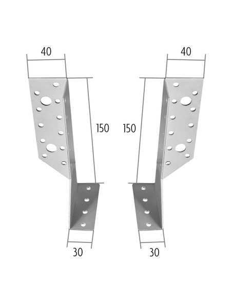 Support de poutre en U, ailes extérieures