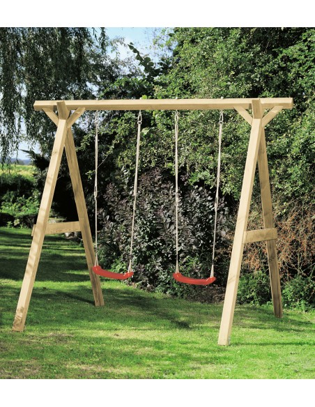 Balançoire en bois avec deux sièges