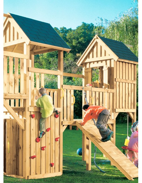 Pont en bois pour relier tour de balançoire