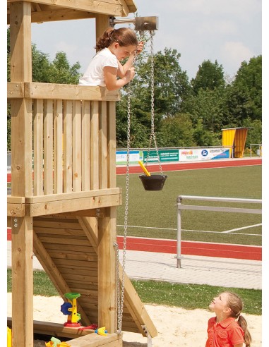 Zandemmer met ketting en rol