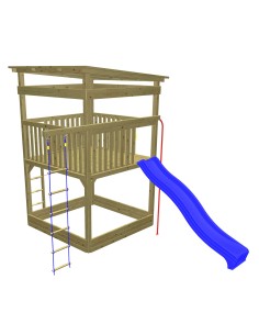 Grande tour de jeux avec toboggan et bac à sable