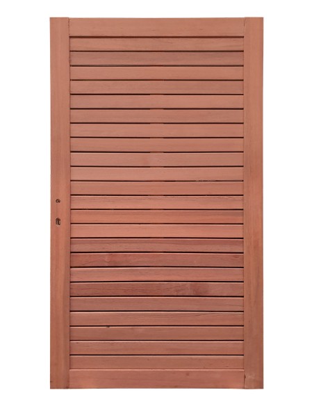 Tuinhout poort in hardhout lamellen