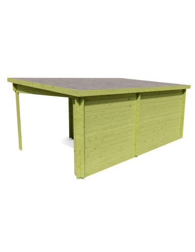 Houten tuinhuisje met plat dak