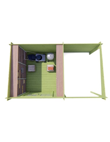 Houten tuinhuisje met plat dak