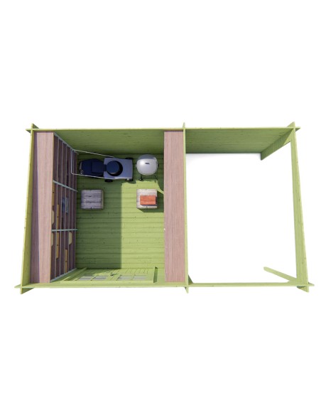 Houten tuinhuisje met plat dak