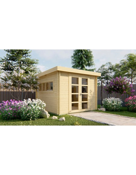 Petit chalet en bois à toit plat