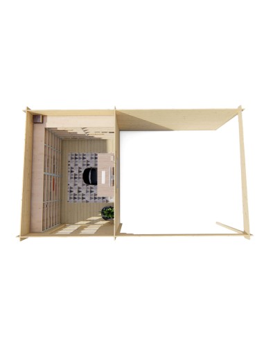 Platdak tuinhuisje met terrasgedeelte