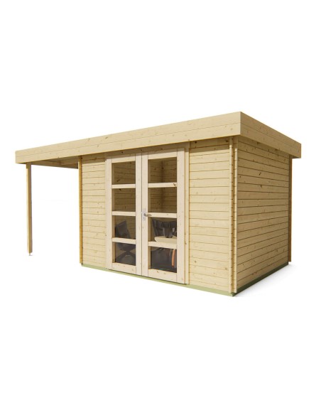 Platdak tuinhuisje met linker zijluifel