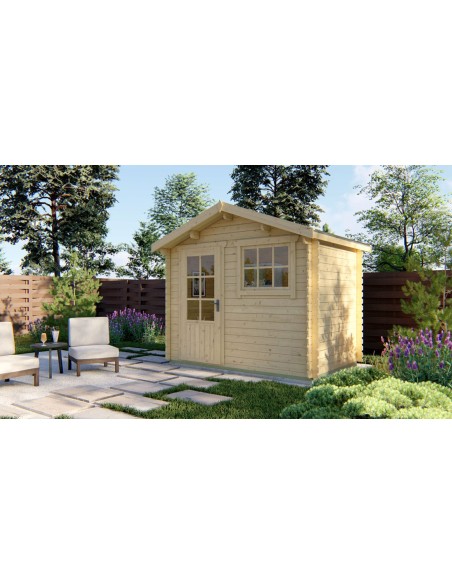 Eenvoudig tuinhuisje met één deur en één raam