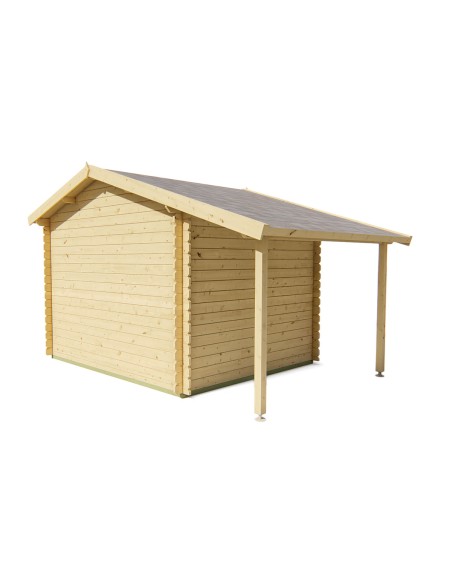 Abri de jardin avec petit auvent sur le côté