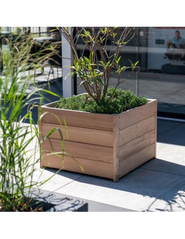 Bac à fleurs carré en bois exotique