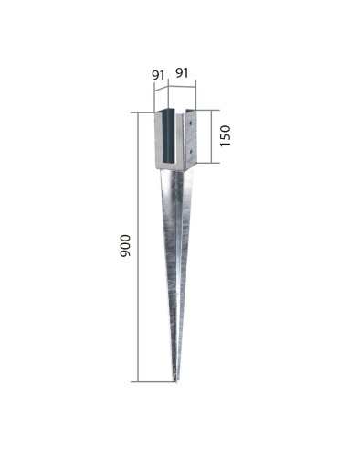 Pointe en fer poteau carré avec rainure