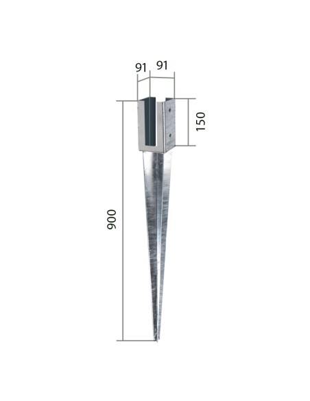 Paalhouder met pen en sleuf