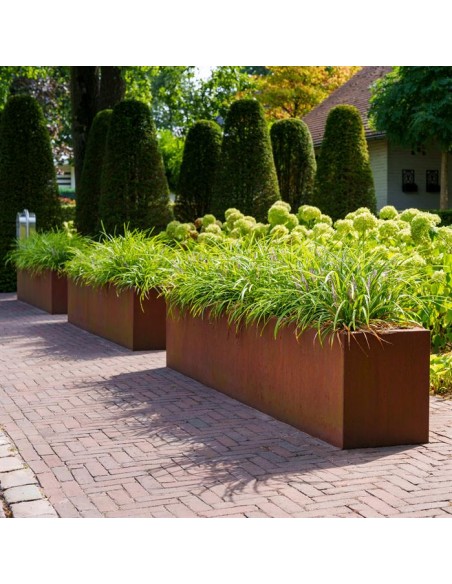 Bac à fleurs en acier Corten rectangulaire