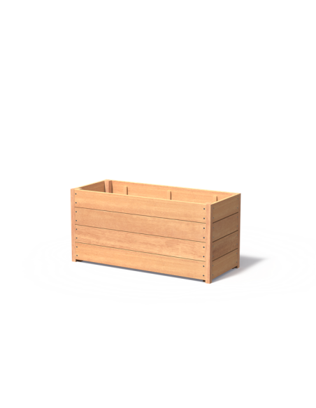 Bac à fleurs rectangulaire en bois exotique pour terrasse