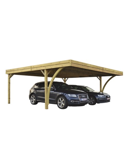 Carport à toit plat pour 2 voitures 6x5,5 mètres