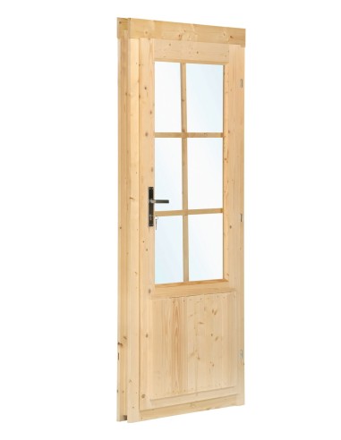 Porte vitrée pour abri de jardin en pin