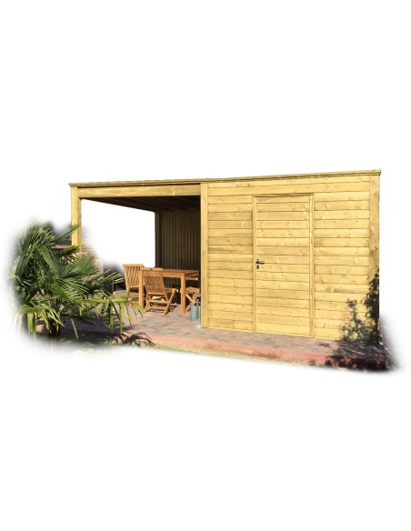 Abris de rangement + auvent - 510 x 261 cm