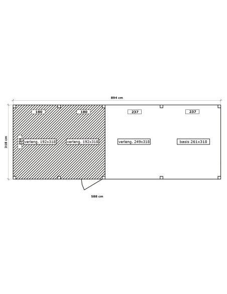 Abri tonnelle 894 x 318 cm