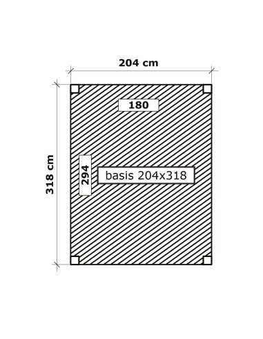 Schuur met plat dak 318 x 204 cm