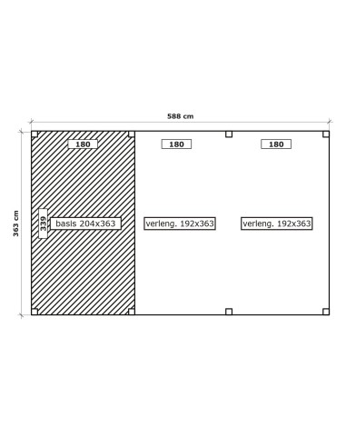 Abri de jardin salon 588 x 363 cm