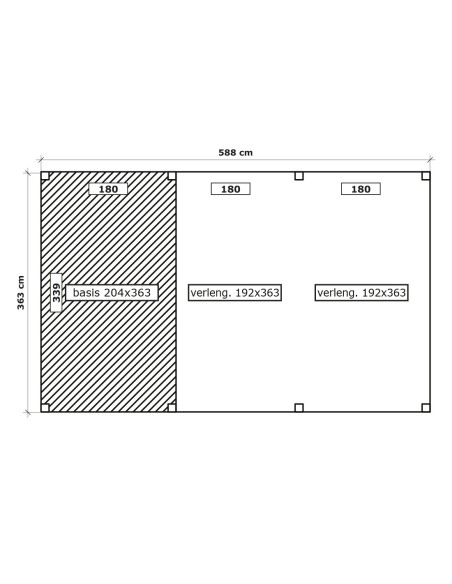 Woonkamer tuinhuis 588 x 363 cm