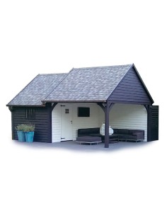 Abris de jardin Cottage 3,9 x 3,9 m + annexe 2,85 x 3,9 m