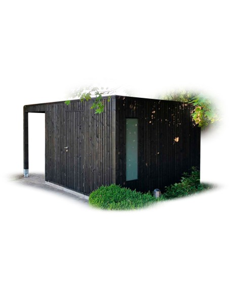 Abri de jardin noir avec lattes verticales 420 x 318 cm