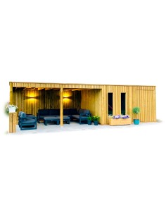 Groot tuinhuis met buitenzitje 816 x 318 cm